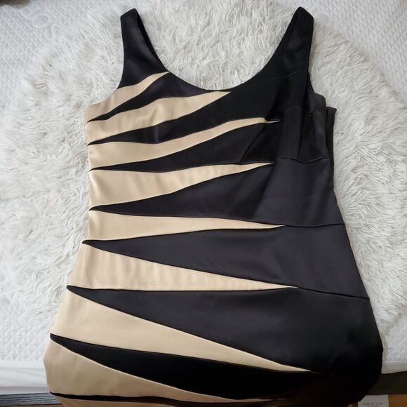 Signature by Sangria Black and Cream Mini Dress - Picture 2 of 9